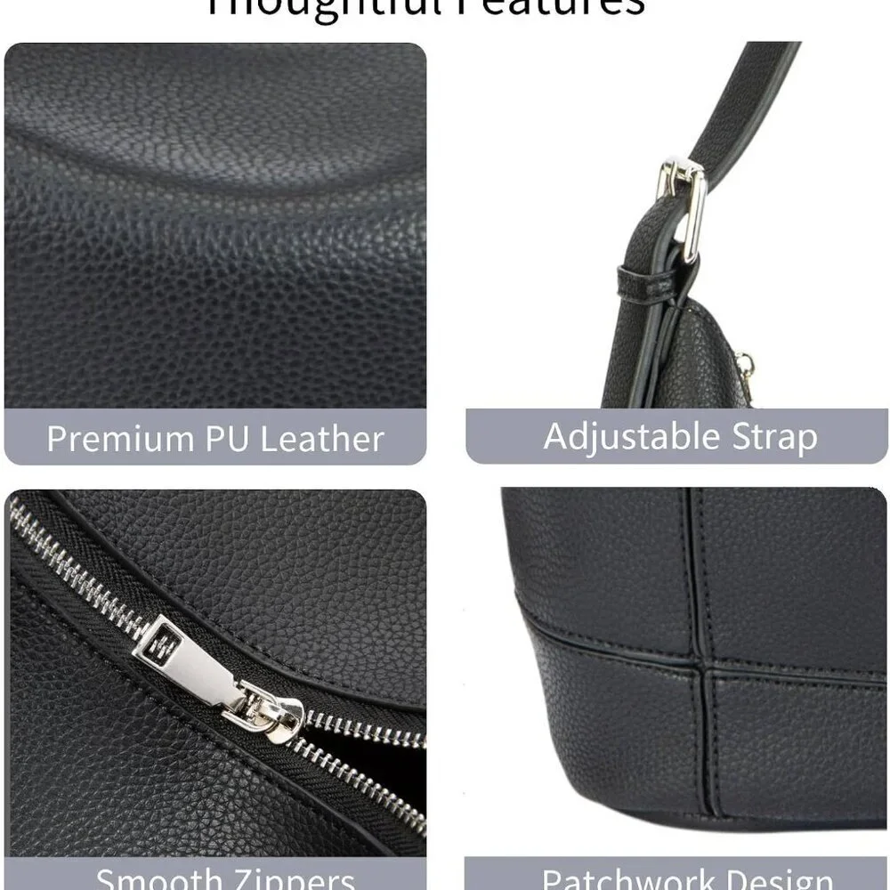 Leather Hobo Crossbody Bag Adjustable Strap Spacious Womens Handbag
